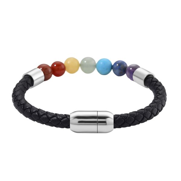 Mehrfarbig Edelsteine Armband ca. 19 cm Reiner Edelstahl ca. 35,00 ct. image number 3