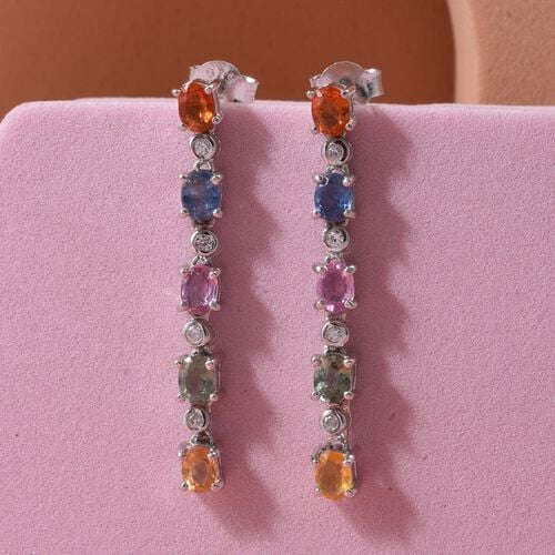 D'Joy AA Mehrfarbig Saphir, Blauer Saphir Ohrringe 925 Silber rhodiniert ca. 2.51 ct image number 1