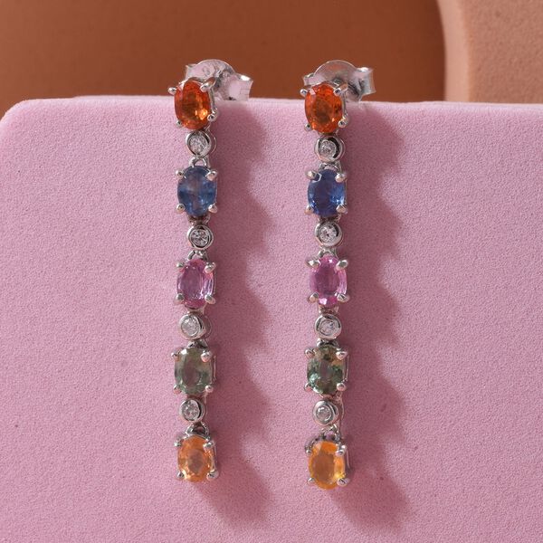 D'Joy AA Mehrfarbig Saphir, Blauer Saphir Ohrringe 925 Silber rhodiniert ca. 2.51 ct image number 1