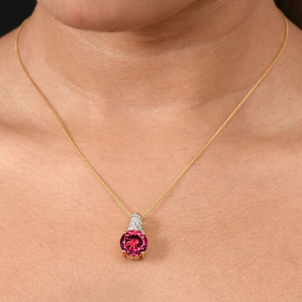 D joy Lab Created Padparadscha-Saphir, Wei&szlig;er Zirkon Schmuckset 925 Silber 750 Gelbgold Vermeil ca. 9,21 ct. image number 3