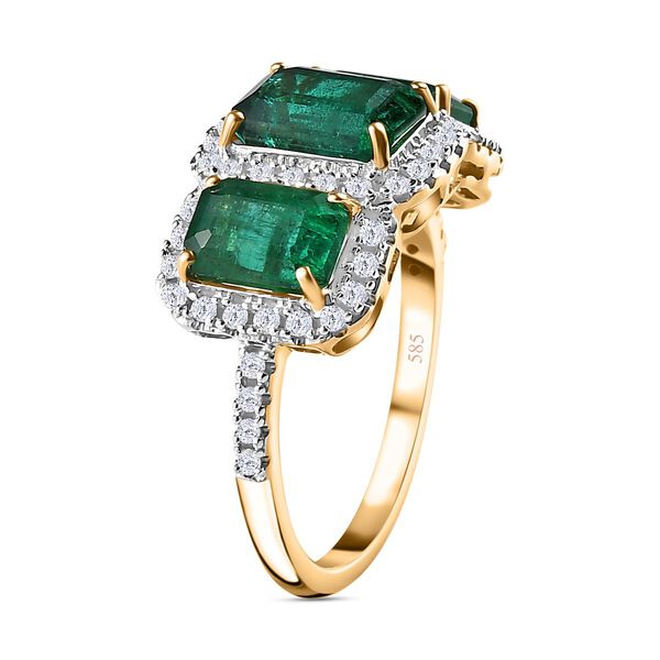 AAA Kagem sambischer Smaragd und Diamant-Ring in 585 Gelbgold - 3,99 ct. image number 7