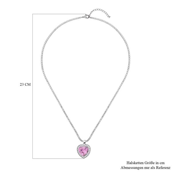 Rosa und weiße Zirkonia-Halskette, 50 cm - 13 ct. image number 4