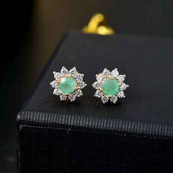 Sambische Smaragd und Zirkon-Ohrstecker - 1,07 ct.