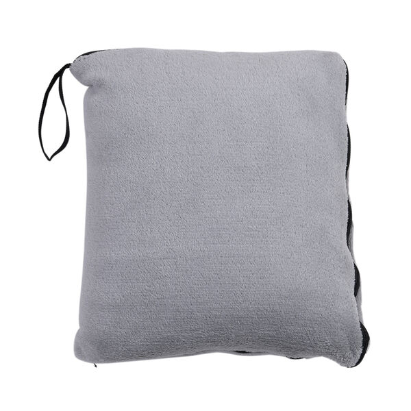2 in 1 Fleece Reisedecke 127x152 cm und Kissen 30x30 cm, Grau image number 2