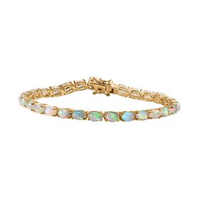 AA Natürlicher, äthiopischer Welo Opal Armband ca. 19 cm 925 Silber Gelbgold Vermeil ca. 9,69 ct.