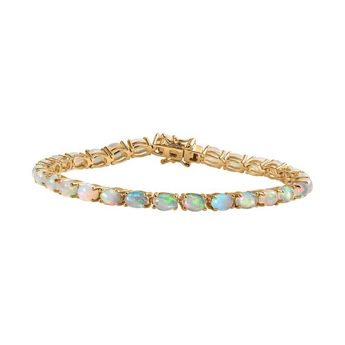 AA Natürlicher, äthiopischer Welo Opal Armband ca. 19 cm 925 Silber Gelbgold Vermeil ca. 9,69 ct. image number 0