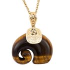 Tigerauge Schmuckset Reines Messing, Reiner Edelstahl IP-Gelbbeschichtung ca. 25.00 ct