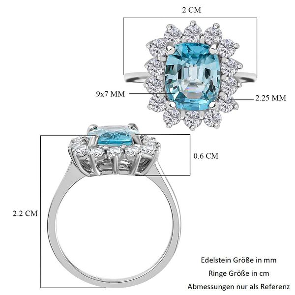 AAA Ratanakiri Blauer Zirkon und Zirkon Halo Ring 375 Weißgold image number 8