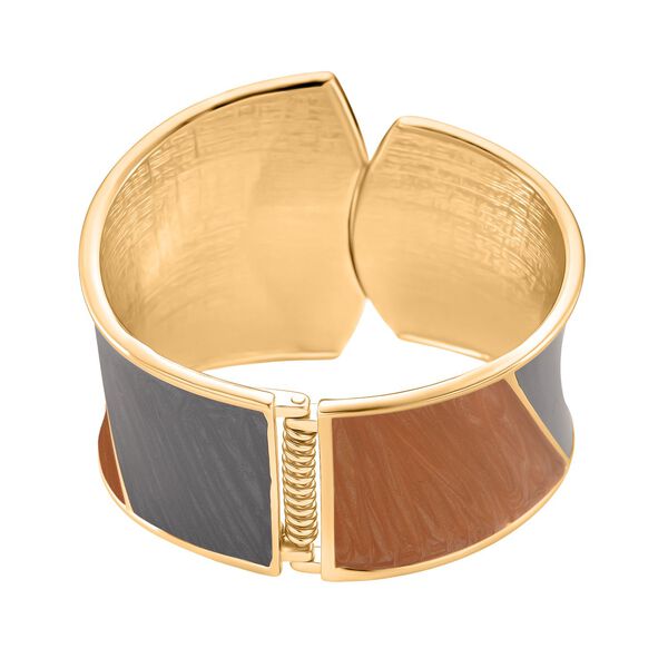 Emaille-Armreif im Colorblock-Design, 17cm, Braun-Grau image number 5