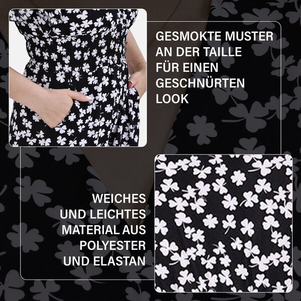 Jumpsuit mit gesmokter Taille und Flatter&auml;rmel, schwarz image number 4