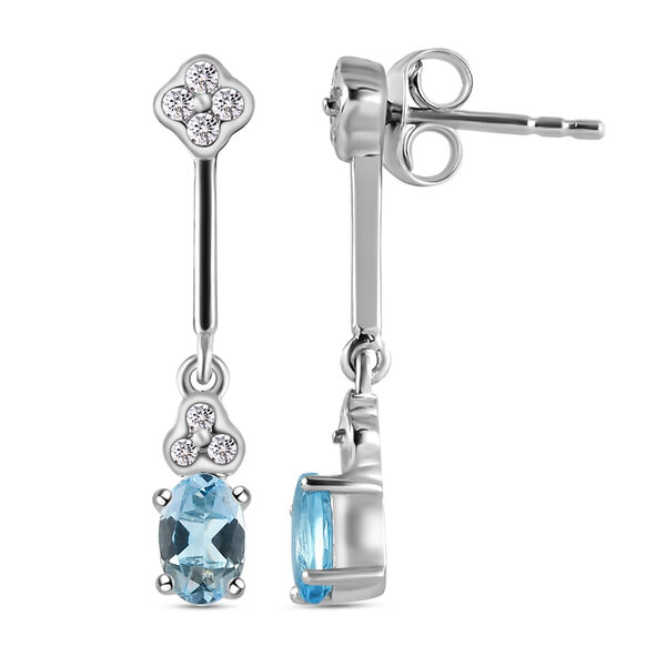 Espirito Santo Aquamarin und weiße Zirkon-Ohrringe, 925 Silber platiniert ca. 1,16 ct image number 5