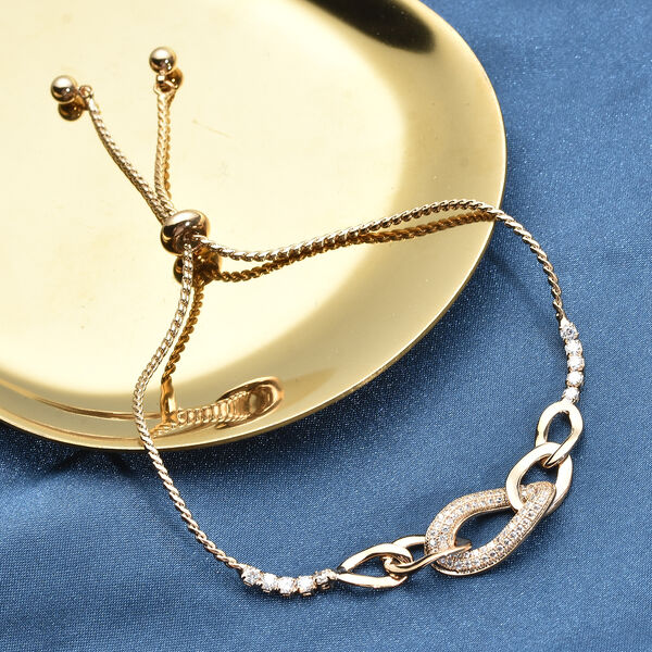 Wei&szlig;er Zirkonia Bolo Armband ca. 15.25 cm goldfarben ca. 0,20 ct image number 2