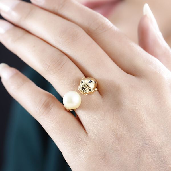 AA Goldene S&uuml;dsee Perle Ring 925 Silber 750 Gelb Vermeil (Gr&ouml;&szlig;e 17.00) image number 3