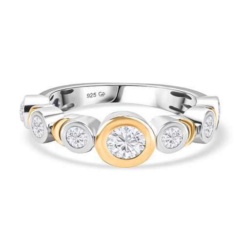 GP Celestial Dream Kollektion - Moissanit Ring 925 Silber Rhodiniert und 750 Gelbgold Vermeil (Größe 17.00) ca. 1.05 ct image number 0