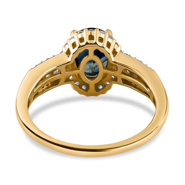 AAA Ozean-gr&uuml;ner Saphir und wei&szlig;er Diamant-Ring - 1,93 ct. image number 6