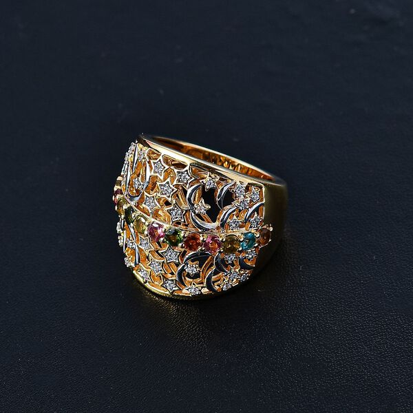 GP Celestial Kollektion- AA Multi-Turmalin, Zirkon und Kanchanaburi blauer Saphir Ring  - 1,27 ct. image number 2