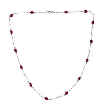 D'Joy Afrikanischer Rubin (Fissure gef&uuml;llt) Halskette ca. 50 cm 925 Silber Rhodiniert ca. 9,41 ct.