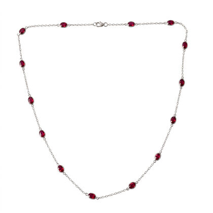 D'Joy Afrikanischer Rubin (Fissure gef&uuml;llt) Halskette ca. 50 cm 925 Silber Rhodiniert ca. 9,41 ct.