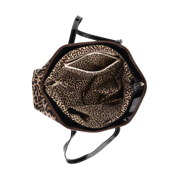 "Chaos by Elsie Genuine Leather Tote bag with RFID Color:black Embossed crocdile shining rhomboid pattern Size: 33*13*24CM              Wall: Genuine Leather Lining: Polyester                Exterior:zipped-2, Interior:zipped-2 , slip-2               " image number 6