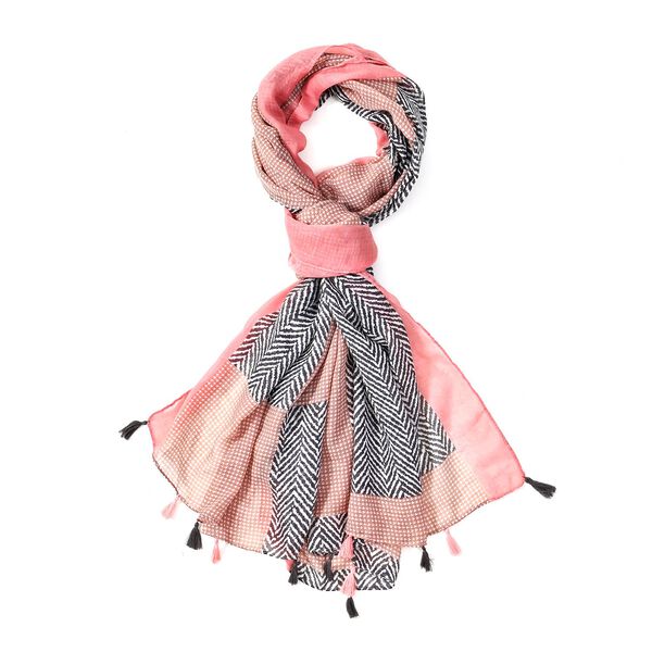 Patchwork Schal mit pinkem unregelm&auml;&szlig;igem Muster