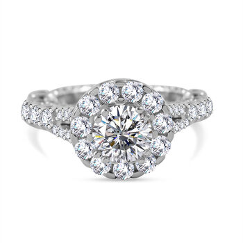 LUSTRO STELLA -Wei&szlig;er Zirkonia Ring 925 Silber rhodiniert (Gr&ouml;&szlig;e 19.00)