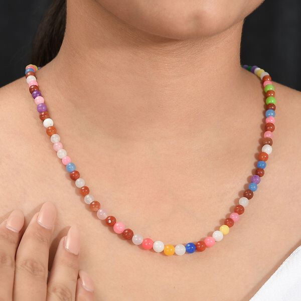 Jade Halskette ca. 50 cm Edelstahl rhodiniert ca. 119.40 ct image number 3