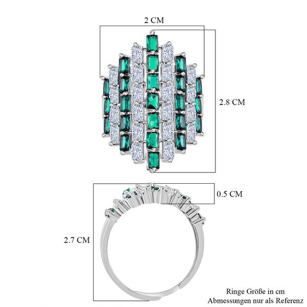 Gr&uuml;ner und wei&szlig;er Zirkonia flexibler Ring image number 5