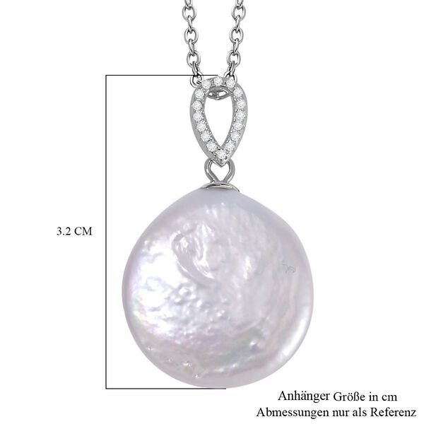 19-21mm wei&szlig;er Keshi Perle und Zirkon-Anh&auml;nger mit 45cm Kette - 34 ct. image number 6