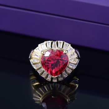 GP Amore Kollektion - Synthetischer Padparadscha Saphir, Zirkon und blauer Saphir Ring - 10,24 ct.