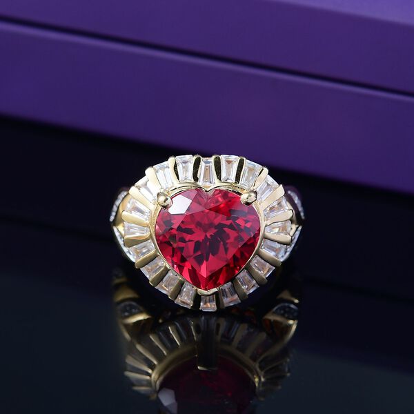 GP Amore Kollektion - Synthetischer Padparadscha Saphir, Zirkon und blauer Saphir Ring - 10,24 ct. image number 2
