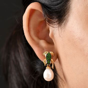 GP Trionfo Kollektion - S&uuml;&szlig;wasser Perle, Chromdiopsid, Zirkon und Kanchanaburi blaue Saphir-Ohrringe