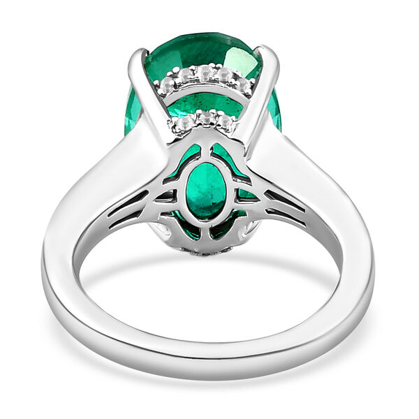 Smaragd-Triplett-Quarz und wei&szlig;er Zirkon-Ring, 925 Silber platiniert  ca. 6,79 ct image number 6