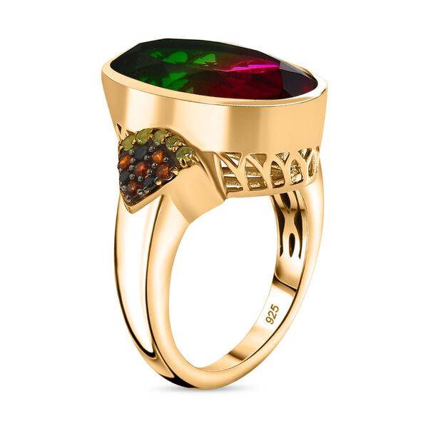 Wassermelonen Quarz Triplett und Multi-Edelstein-Ring - 10,91 ct. image number 5