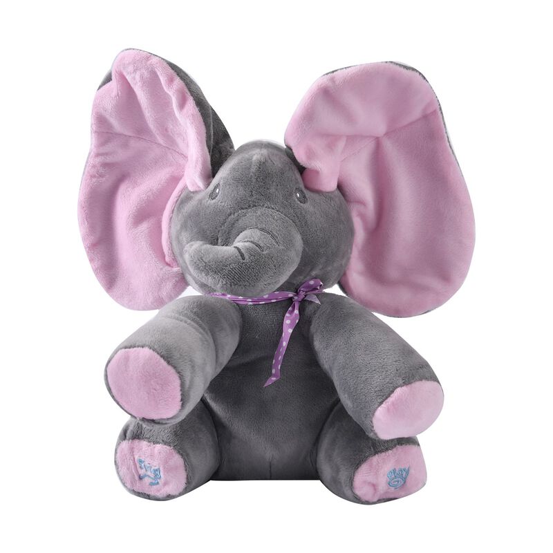 Peekaboo Plüsch-Elefantenspielzeug mit beweglichen Schlappohren und Musik, rosa image number 0