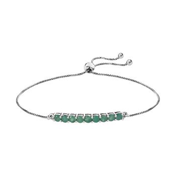 Smaragd Armband ca. 26.75 cm 925 Silber platiniert ca. 0.90 ct