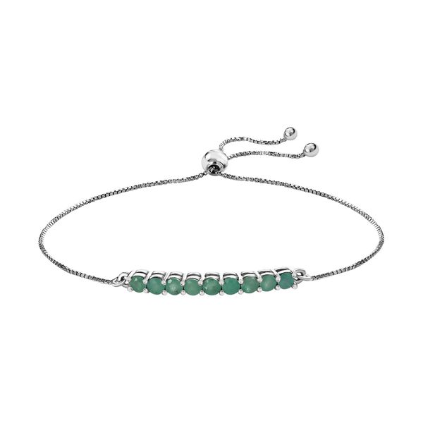 Smaragd Armband ca. 26.75 cm 925 Silber platiniert ca. 0.90 ct