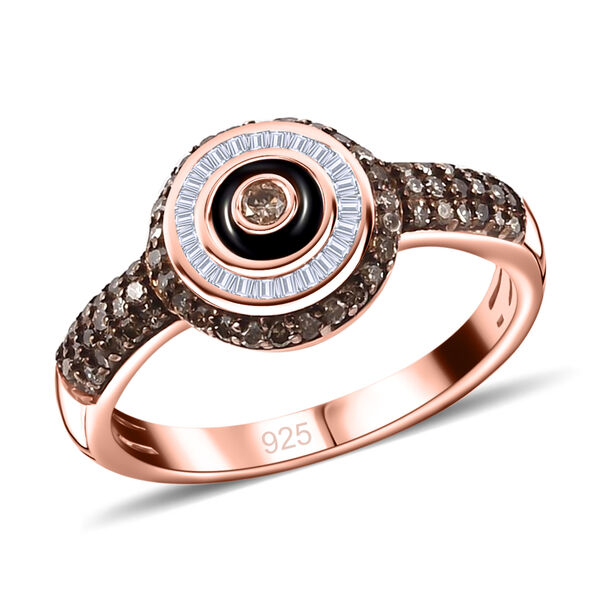 Natürlicher Champagner Diamant Ring 925 Silber Roségold Vermeil image number 4