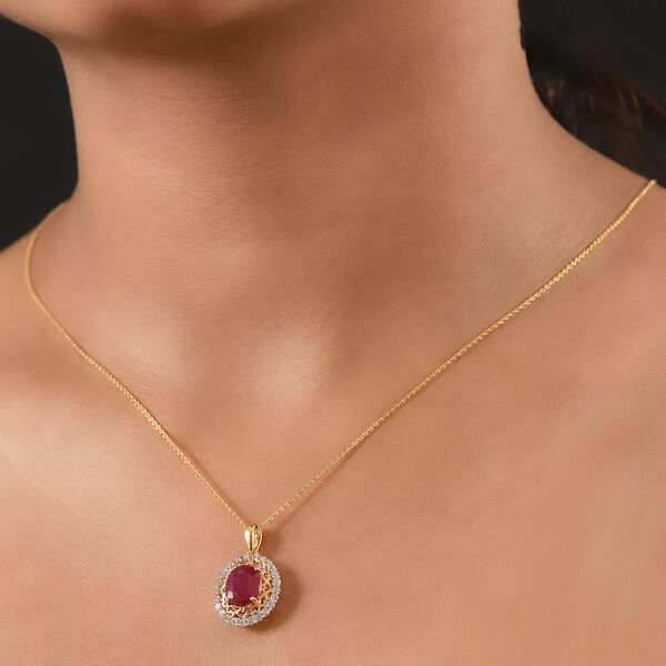 D'Joy Afrikanischer Rubin und Zirkon Anhänger mit 45cm Kette - 4,20 ct. image number 3