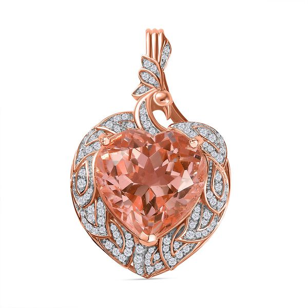 Morganit Quarz Triplett und Zirkon Anh&auml;nger - 24,37 ct.