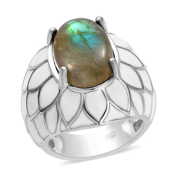 Labradorit Ring Messing platiniert  ca. 6,80 ct image number 4