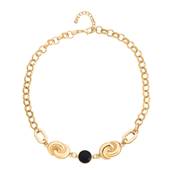 Schwarze Kristall Halskette ca. 50 cm + 5 cm Extender, Gelb image number 3