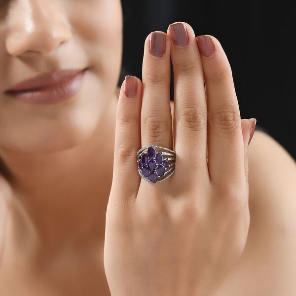 Afrikanischer Amethyst Ring, 316L Edelstahl (Gr&ouml;&szlig;e 19.00) ca. 3.59 ct image number 3