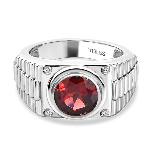 Roter Granat Ring, Edelstahl, (Größe 18.00), ca. 2.34 ct image number 0