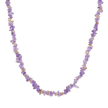 Afrikanischer Amethyst, Citrin Halskette, flexibel, Reiner Edelstahl ca. 160.00 ct