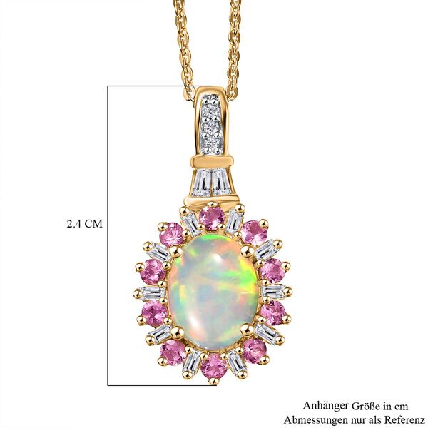 AA Natürlicher, äthiopischer Welo Opal, Rosa Turmalin und Moissanit Anhänger mit 50cm Kette - 1,83 ct. image number 7