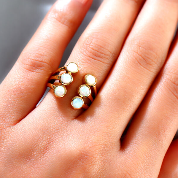 Nat&uuml;rlicher &Auml;thiopischer Opal Ring 925 Silber vergoldet image number 3