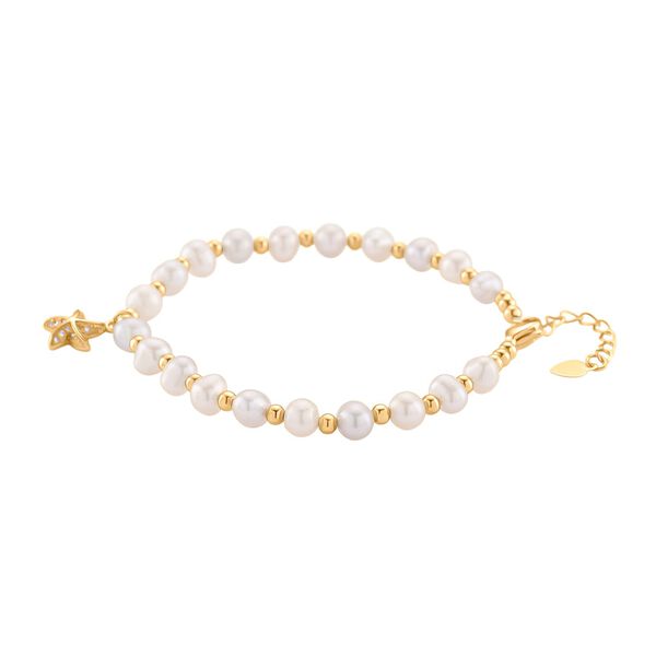 Mehrfarbige Süßwasser Perle, Zirkonia Armband ca. 19cm + 5cm Extender, Nickelfreies Messing Roségold Vermeil image number 3