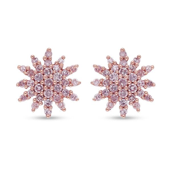 Nat&uuml;rliche, rosa Diamant-Ohrstecker, 925 Silber Ros&eacute;gold Vermeil ca. 0.33 ct