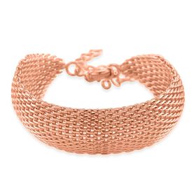 Cuff-Armband im Mesh-Design, Nickelfreies Messing, ca. 19 cm mit 5 cm extender, Roséfarben