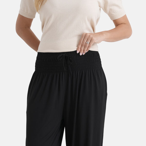 LA MAREY Jersey Komforthose, gesmokter Bund, elastische Kn&ouml;chel, Einheitsgr&ouml;&szlig;e, Schwarz image number 5
